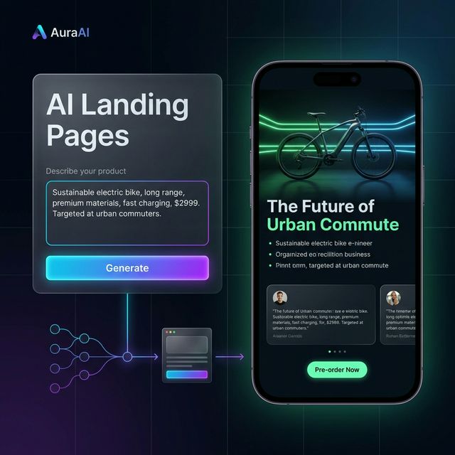 AI generated landing page with dynamic UI matching product colors