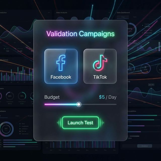 Dashboard showing a 1-click launch button for a Facebook conversion campaign